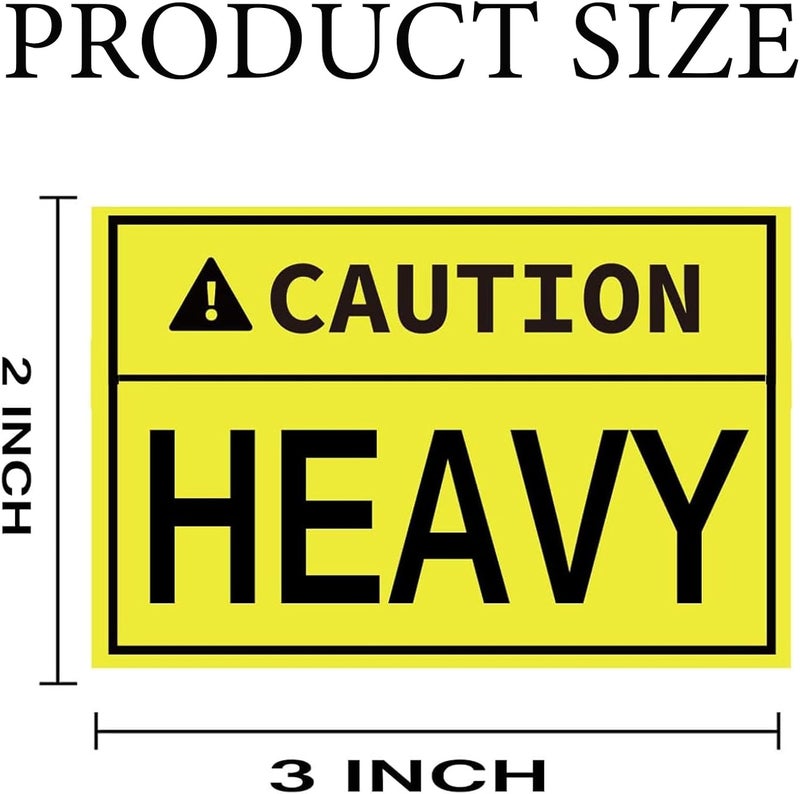 Remarkable 300 Pcs Caution Heavy Sticker, 2 x 3 inch Fluorescent Yellow Heavy Special Handling Shipping Pallet Label Stickers for Shipping and Packing - Image 2